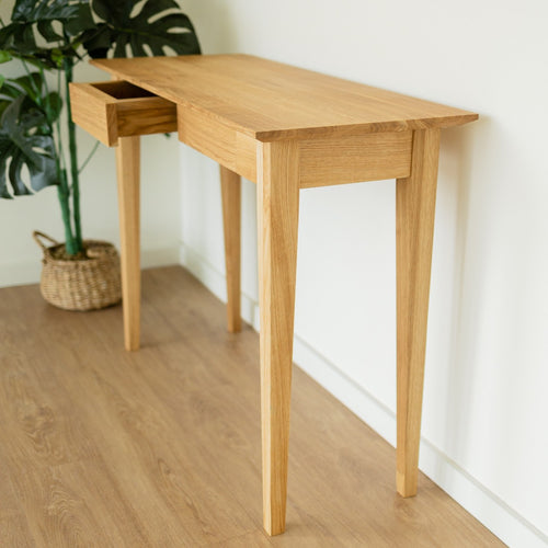NordicStory Consola con 2 cajones de madera maciza de roble sostenible 