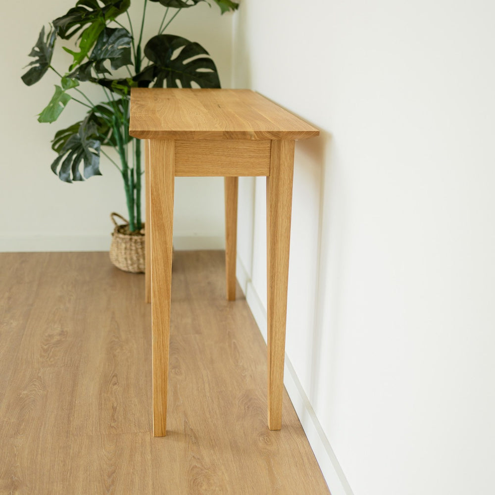 NordicStory Consola con 2 cajones de madera maciza de roble sostenible 