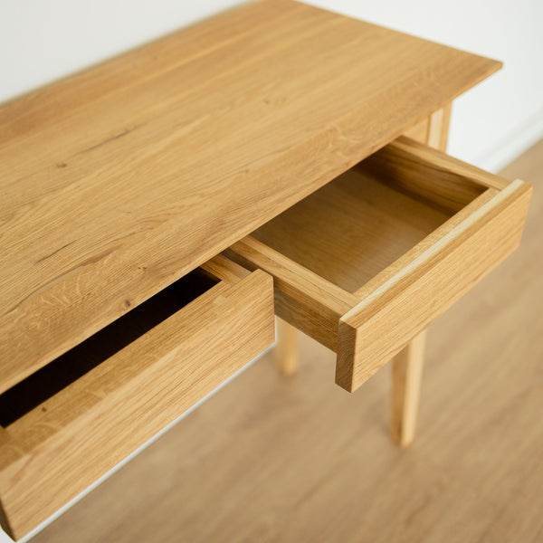 NordicStory Consola con 2 cajones de madera maciza de roble sostenible 