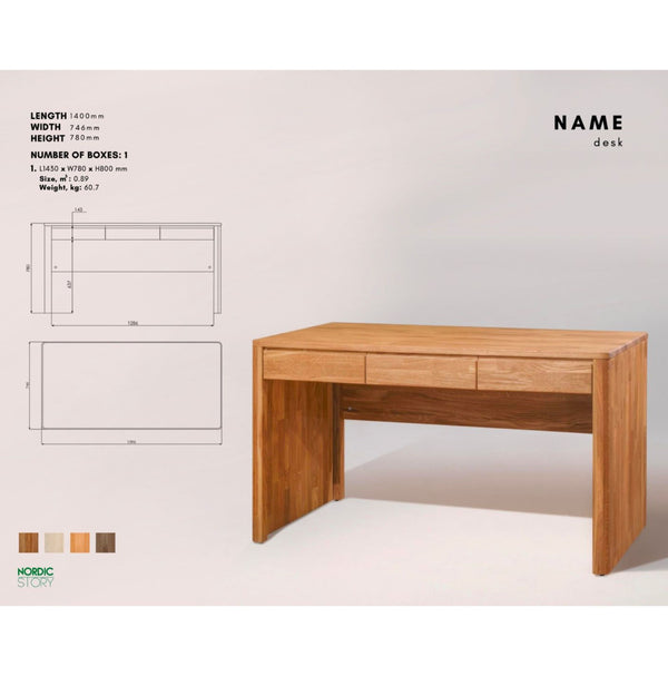 NordicStory Mesa escritorio de madera maciza de roble Elsa
