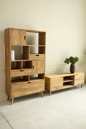 Estanteria Libreria de madera maciza de roble Escandi 3, 100 x 35 x 182.4 cm. | NordicStory