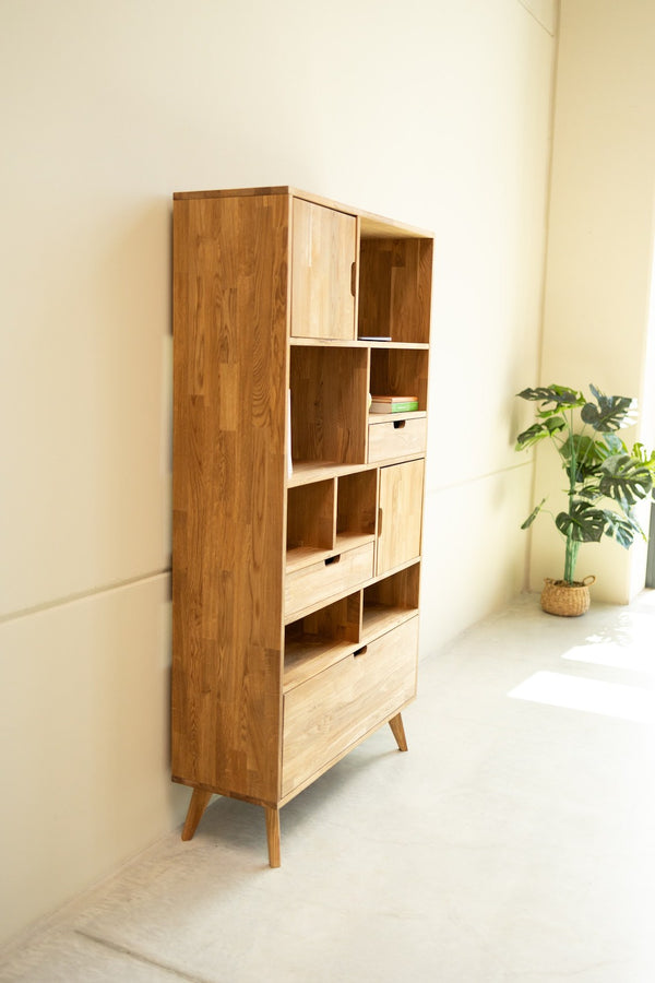 Estanteria Libreria de madera maciza de roble Escandi 3, 100 x 35 x 182.4 cm. | NordicStory