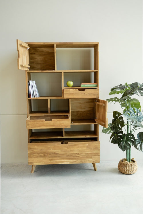 Estanteria Libreria de madera maciza de roble Escandi 3, 100 x 35 x 182.4 cm. | NordicStory