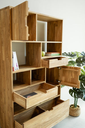Estanteria Libreria de madera maciza de roble Escandi 3, 100 x 35 x 182.4 cm. | NordicStory