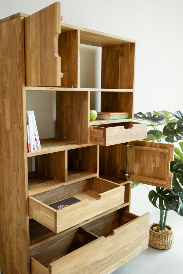 Estanteria Libreria de madera maciza de roble Escandi 3, 100 x 35 x 182.4 cm. | NordicStory