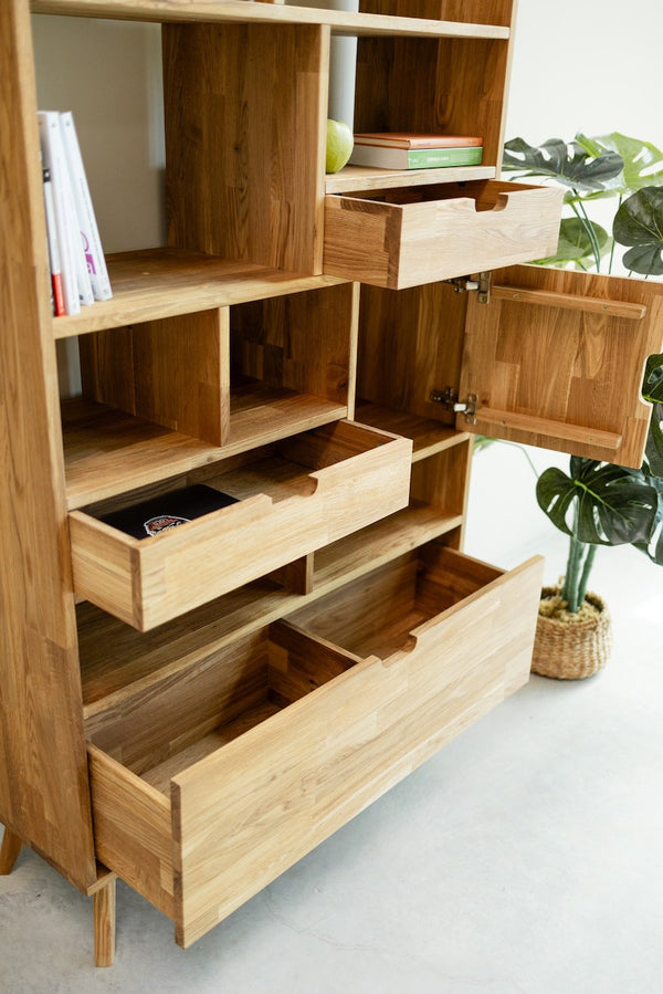 Estanteria Libreria de madera maciza de roble Escandi 3, 100 x 35 x 182.4 cm. | NordicStory