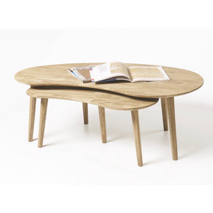 NordicStory Mesa de centro apilables de madera maciza de roble
