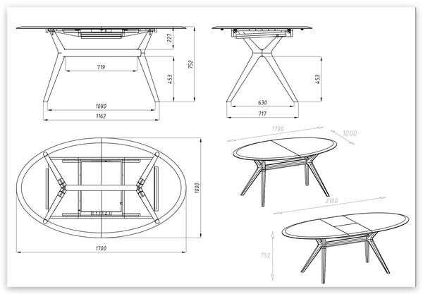 NordicStory Mesa extensible de comedor de madera maciza de roble Carmen