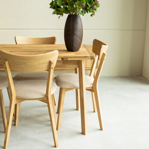 NordicStory Mesa extensible de comedor de madera maciza de roble sostenible