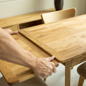 NordicStory Mesa extensible de comedor de madera maciza de roble sostenible