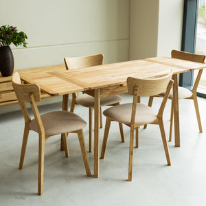 NordicStory Mesa extensible de comedor de madera maciza de roble sostenible