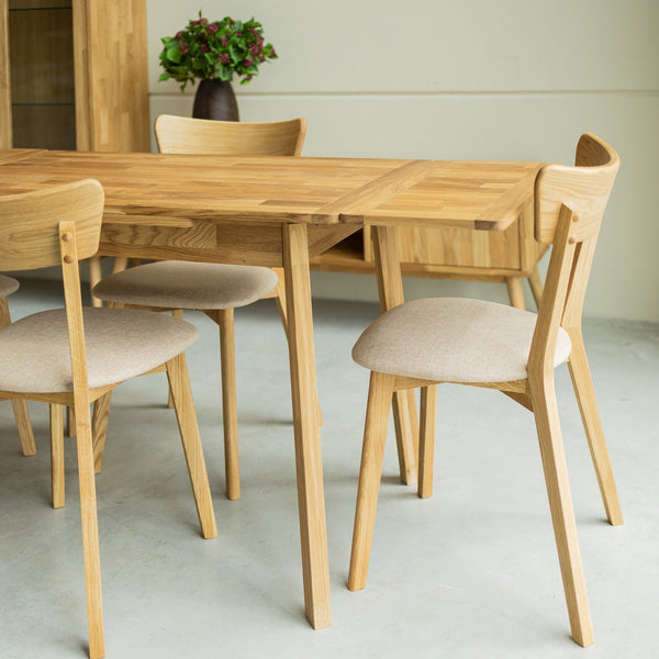 NordicStory Mesa extensible de comedor de madera maciza de roble sostenible