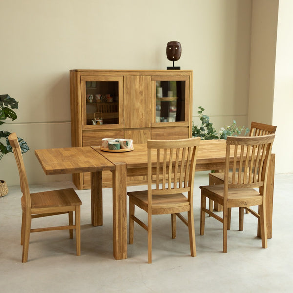 Mesa extensible de comedor de madera maciza de roble sostenible