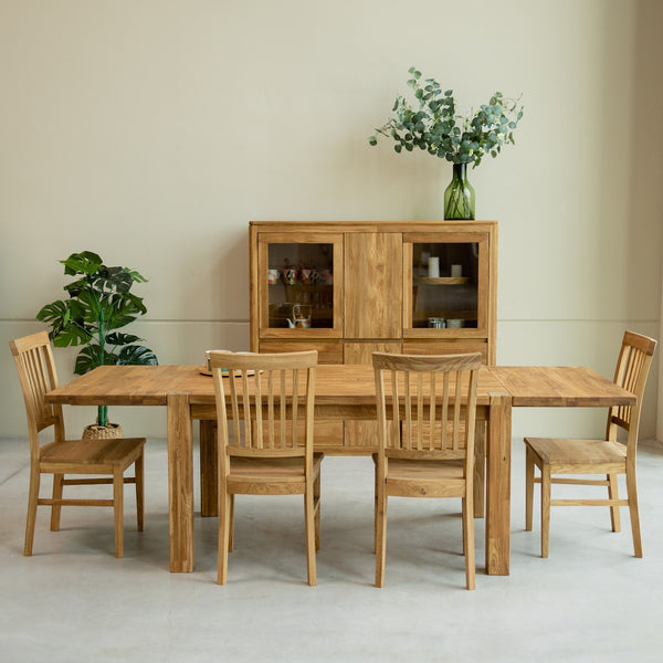 Mesa extensible de comedor de madera maciza de roble sostenible