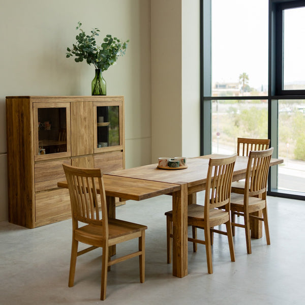 Mesa extensible de comedor de madera maciza de roble