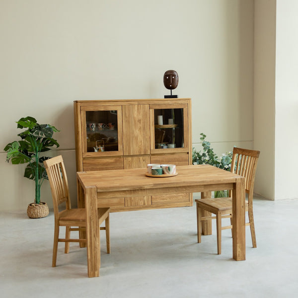Mesa extensible de comedor de madera maciza de roble sostenible