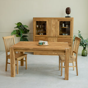 Mesa extensible de comedor de madera maciza de roble sostenible