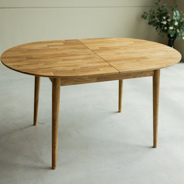  NordicStory Mesa de comedor ovalada y extensible de madera maciza de roble sostenible