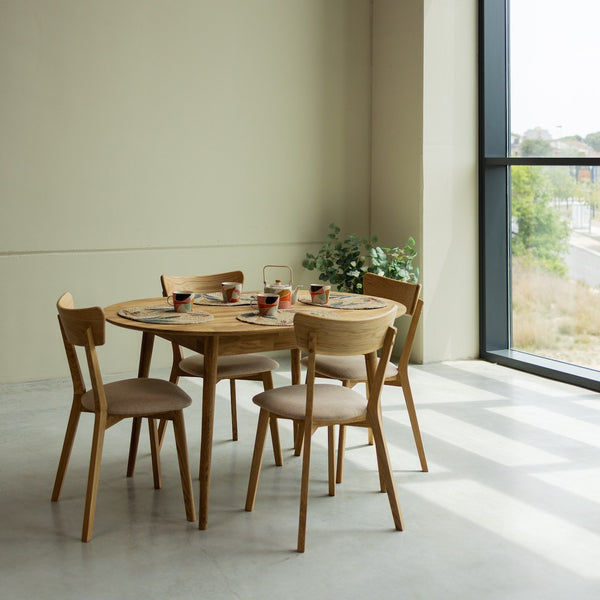 NordicStory Conjunto mesa de madera maciza Escandi y 4 sillas Diana