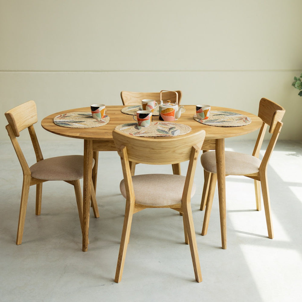  NordicStory Mesa de comedor ovalada y extensible de madera maciza de roble sostenible