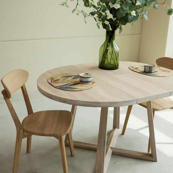 NordicStory Mesa extensible de comedor de madera maciza de roble sostenible