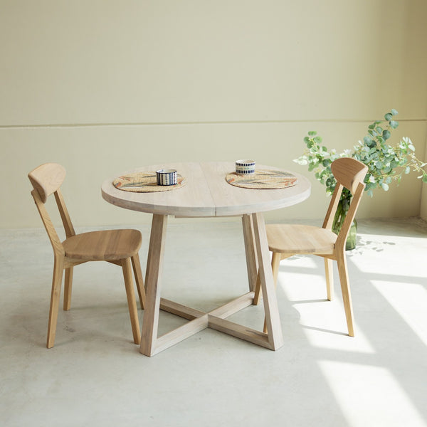 Mesas redondas extensibles madera maciza de roble para cocina o comedor