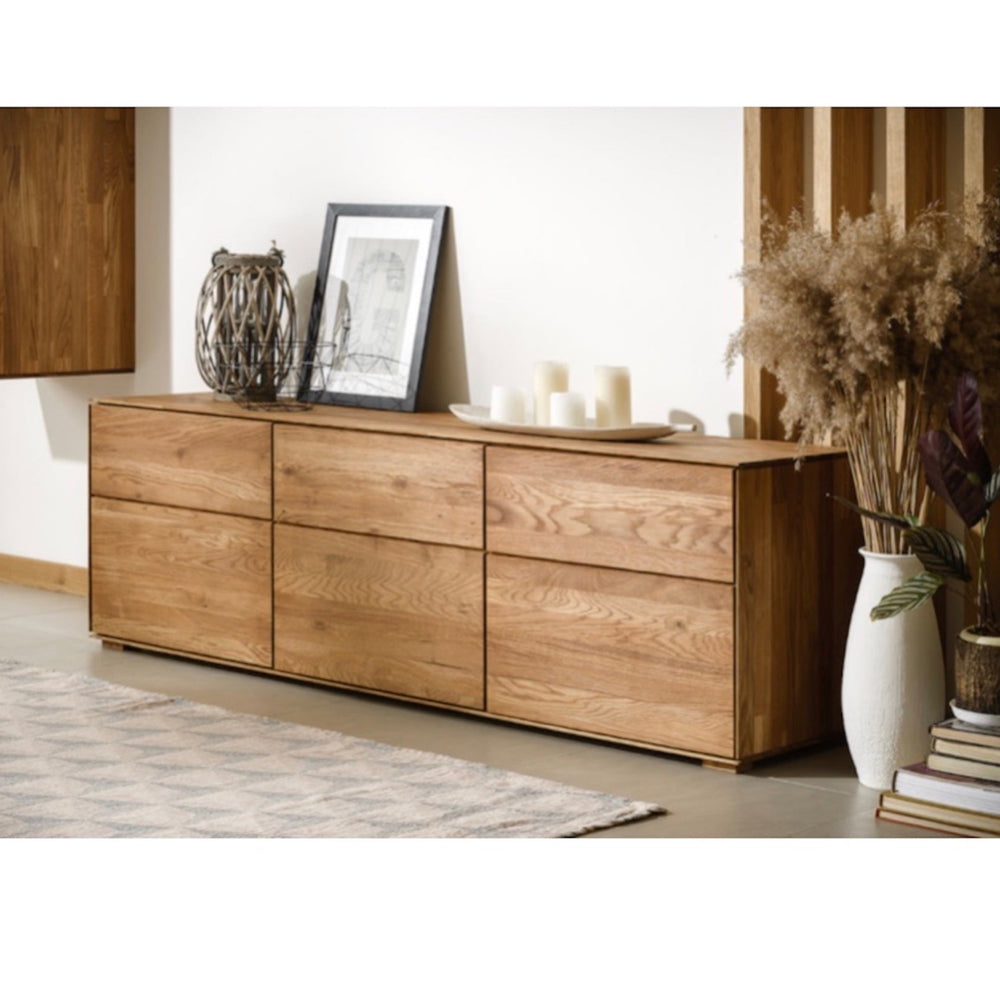 NordicStory Mueble de TV de madera maciza de roble 