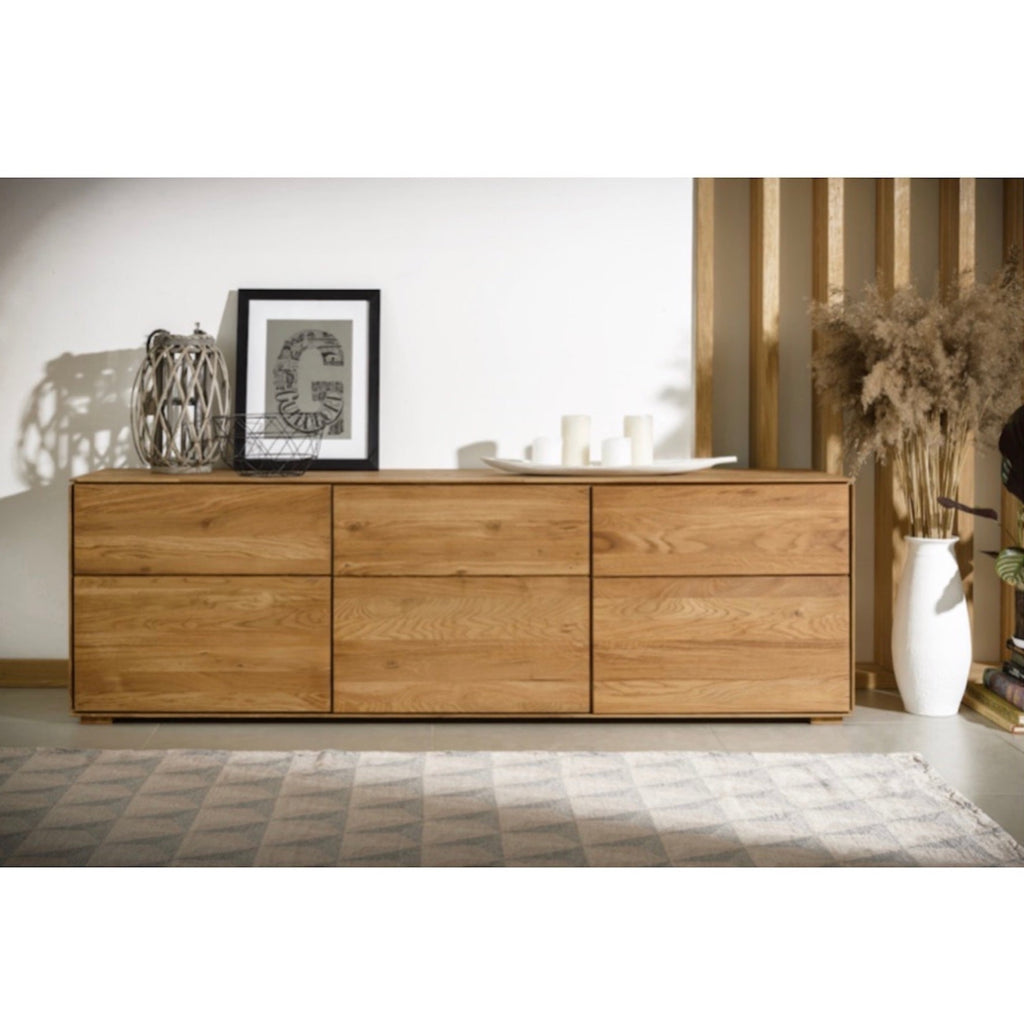 NordicStory Mueble de TV de madera maciza de roble 