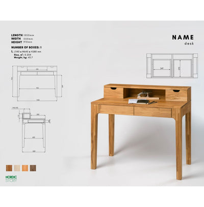 NordicStory Mesa escritorio de madera maciza de roble "Axel II"
