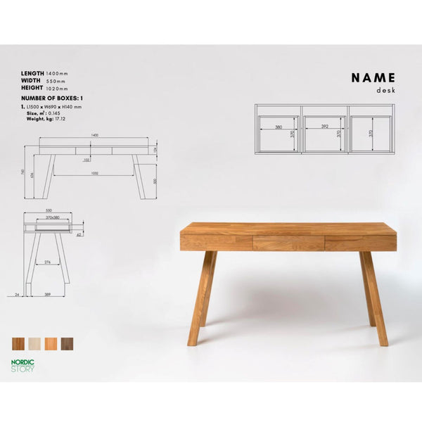 NordicStory Mesa escritorio de madera maciza de roble Einstein I