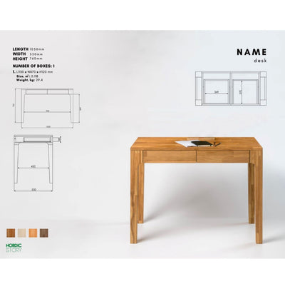 NordicStory Mesa escritorio de madera maciza de roble "Axel I"