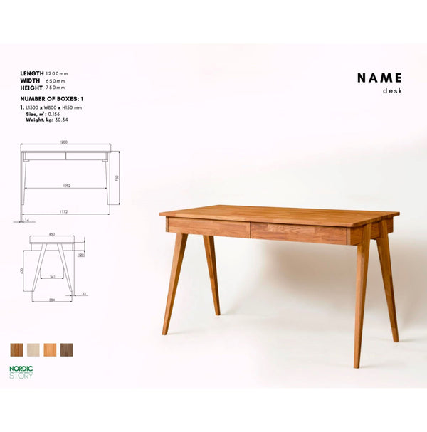 NordicStory Mesa escritorio de madera maciza de roble Berg