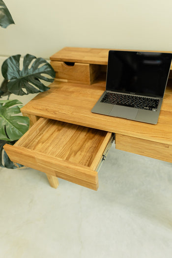 NordicStory Mesa escritorio de madera maciza de roble "Axel II" 105 x 55 x 96 cm.