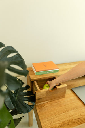 NordicStory Mesa escritorio 2 cajones de madera maciza de roble