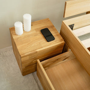 NordicStory Mesita de noche sostenible de madera maciza de roble