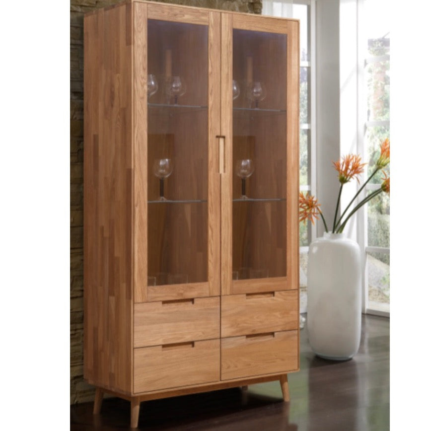 NordicStory Armario Vitrina de madera maciza de roble