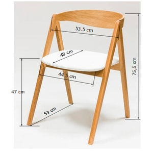 Pack de 2 o 4 Sillas de Comedor de Madera Maciza de Roble Oscar, tapizado Blanco | VESKOR