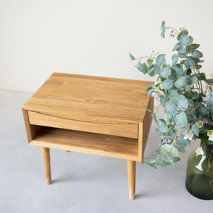 NordicStory Mesita de noche de madera maciza de roble