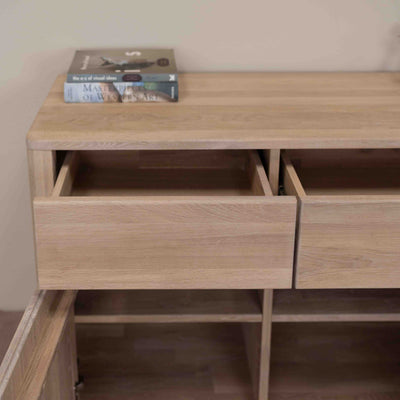 NordicStory Aparador Cómoda de madera maciza de roble