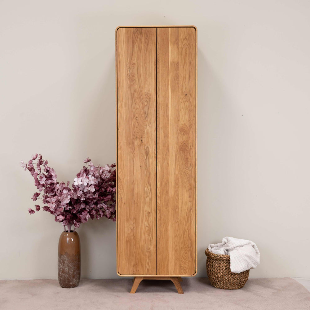 NordicStory Armario de 2 puertas de madera maciza roble Geneva, 60 x 45 x 200 cm.
