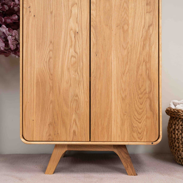 NordicStory Armario de 2 puertas de madera maciza roble Geneva, 60 x 45 x 200 cm.