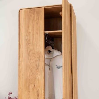 NordicStory Armario de 2 puertas de madera maciza roble Geneva, 60 x 45 x 200 cm.