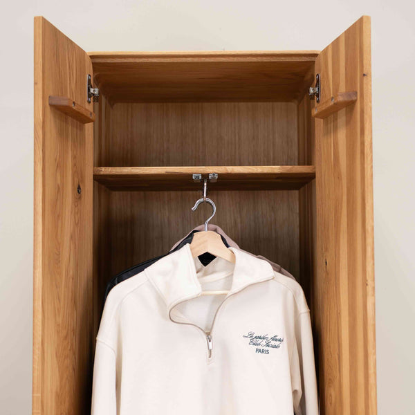 NordicStory Armario de 2 puertas de madera maciza roble Geneva, 60 x 45 x 200 cm.