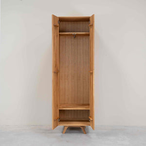NordicStory Armario de 2 puertas de madera maciza roble Geneva, 60 x 45 x 200 cm.