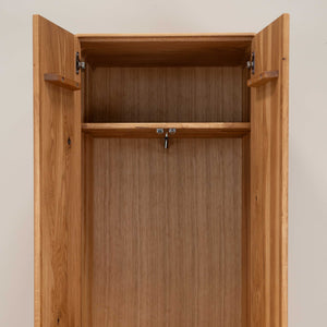 NordicStory Armario de 2 puertas de madera maciza roble Geneva, 60 x 45 x 200 cm.