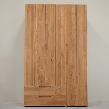 NordicStory Armario para ropa de madera maciza roble Tron, 135 x 55 x 220 cm.