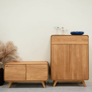 Banco de madera maciza roble sostenible Geneva zapatero bajo NordicStory RobleStore