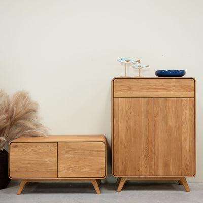 Banco de madera maciza roble sostenible Geneva zapatero bajo NordicStory RobleStore