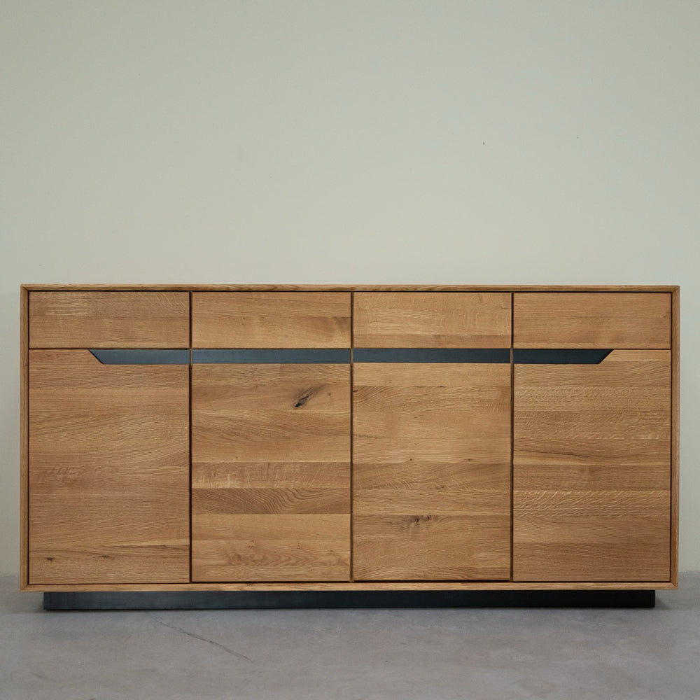 NordicStory Aparador de madera maciza roble Bremen, 180 x 42 x 90 cm.