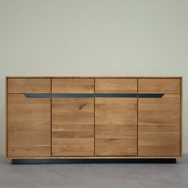 NordicStory Aparador de madera maciza roble Bremen, 180 x 42 x 90 cm.